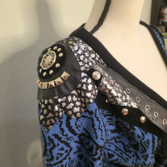 Vintage 3 piece knit  punk rocker set by Vasginie with studs and fringe - Picture 9 of 13